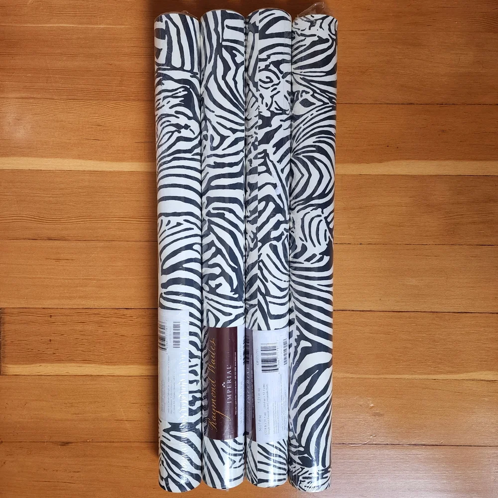 4 Roll Set - Vintage Zebra Print Wallpaper